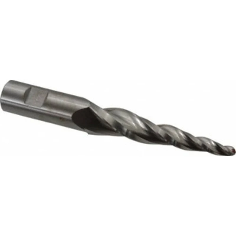 Made in USA 5 per Side 1/4 Small End Diam 3-1/4 LOC 3-Flute High Speed Steel Tapered Ball End Mill 3/4 Shank Diam, 5-...
